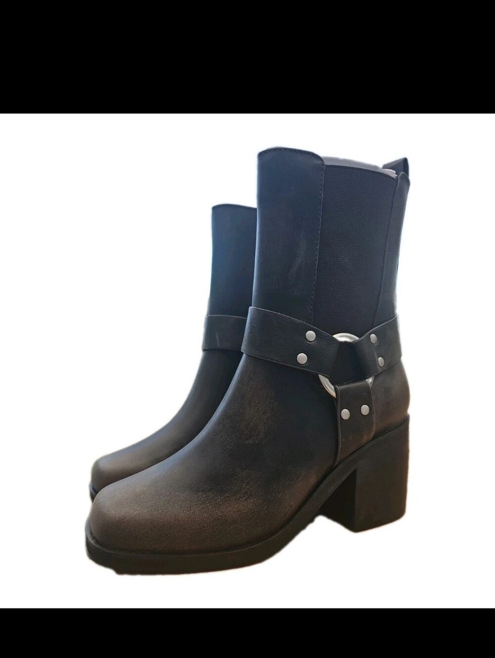 NEW The Drop Steven’s Chelsea Boot Black Womens 6.5 Square Toe Block Heel